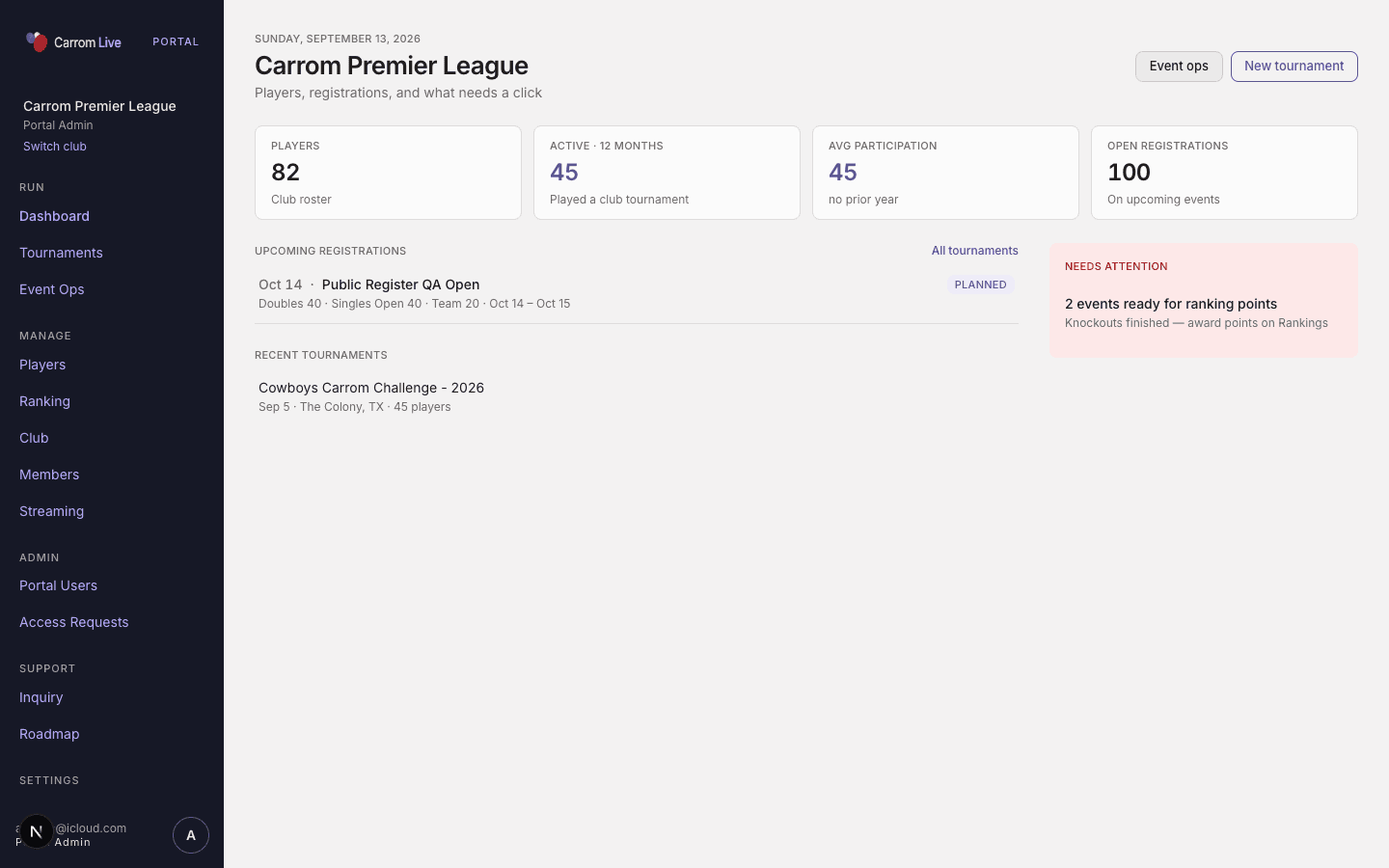 Portal dashboard