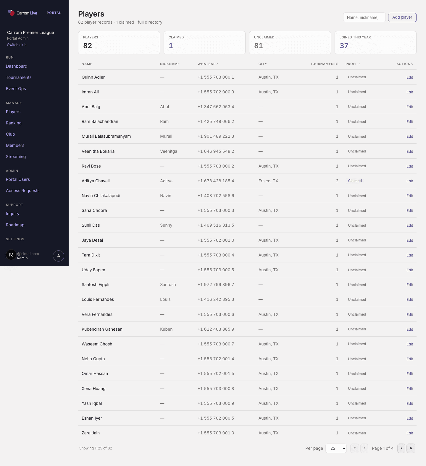 Players directory