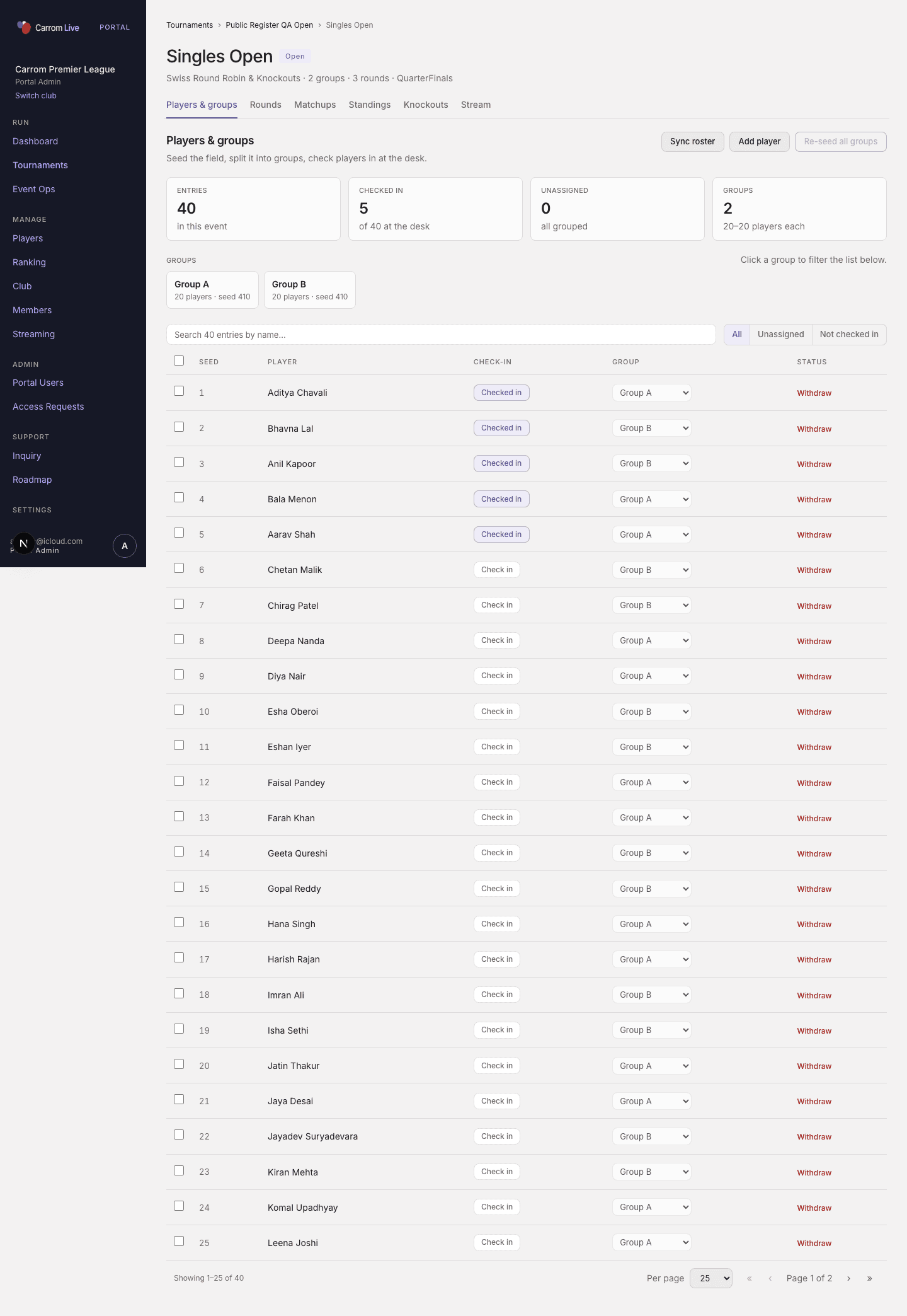 Players & groups