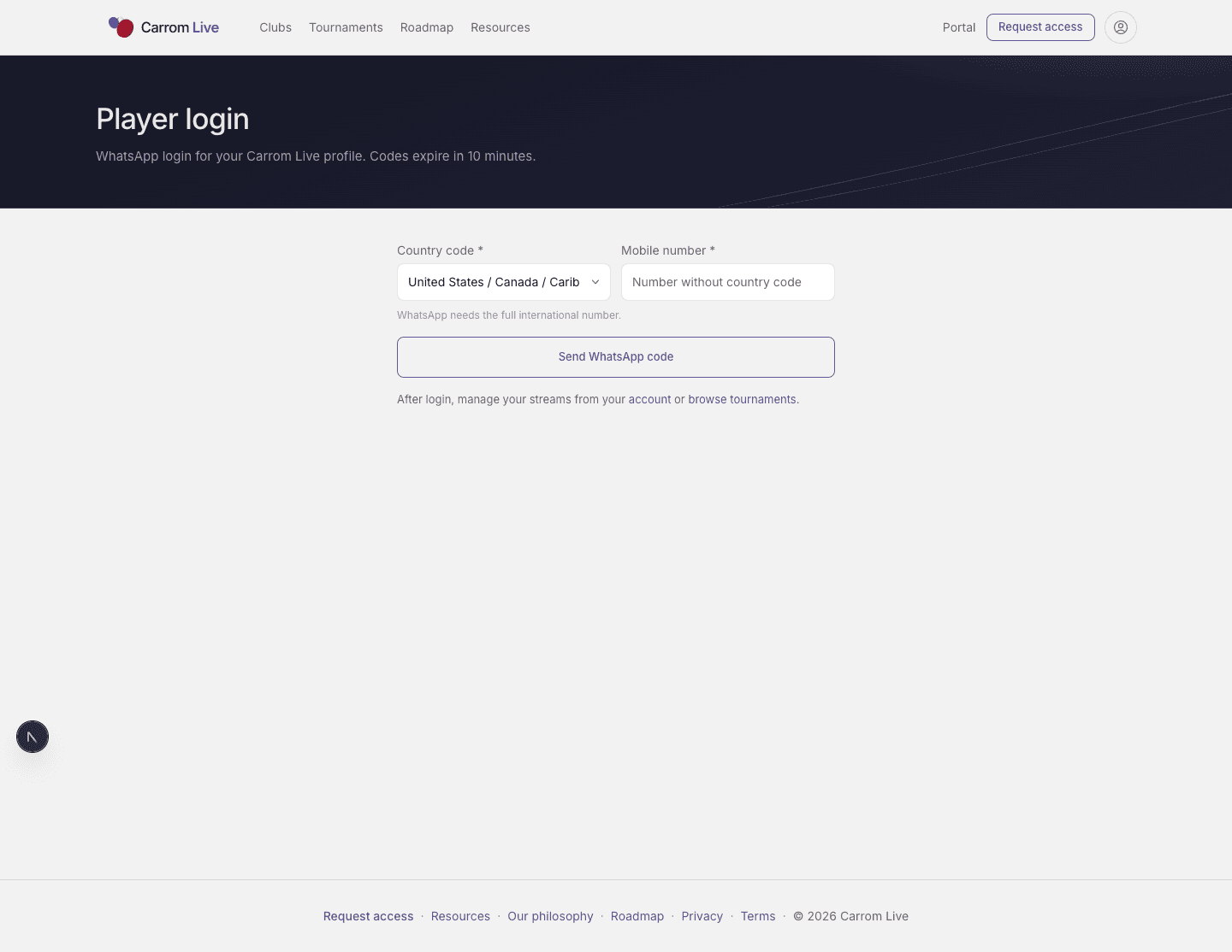 Player login